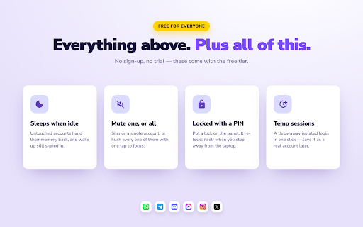 ChatPanel: Multi-Account Sidebar for WhatsApp, Telegram & Discord screenshot