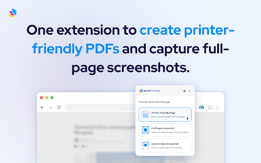 PrintFriendly: Print Clean Pages, Save as PDF & Screenshot, AI Tools screenshot