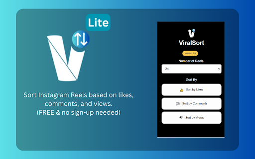 ViralSort Lite - Sort Instagram Reels (Free) screenshot