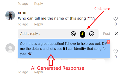 ChatGPT AI for TikTok video comments and messages by MailMagic screenshot
