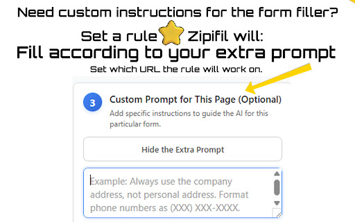AI Form Filler Chrome Extension | Zipifil | Customizable - Enterprise Grade screenshot