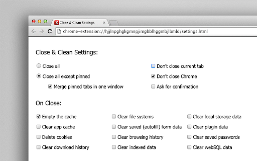 Close & Clean screenshot