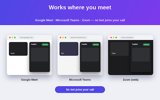 Meeting Copilot: AI Meeting Assistant — Live Transcript & Answers screenshot