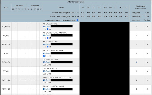 PowerSchool GPA Calculator screenshot