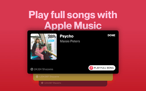 Shazam: Find song names from your browser screenshot