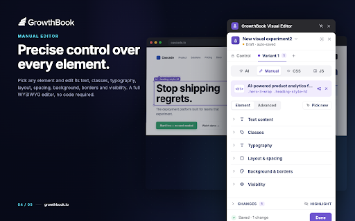 GrowthBook Visual Editor screenshot