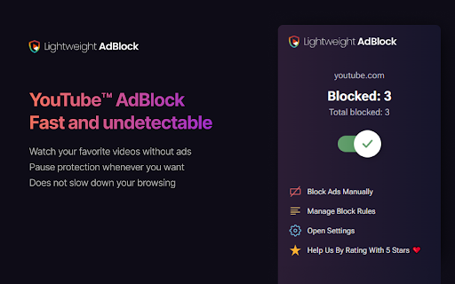 Lightweight - Youtube™ AdBlock screenshot