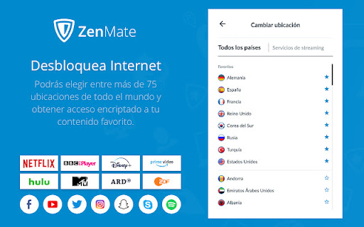 Zenmate Gratis VPN Chrome screenshot