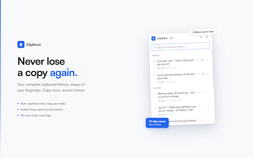 Clipboard Manager & Text Snippets — ClipStack screenshot