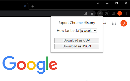 Export Chrome History screenshot
