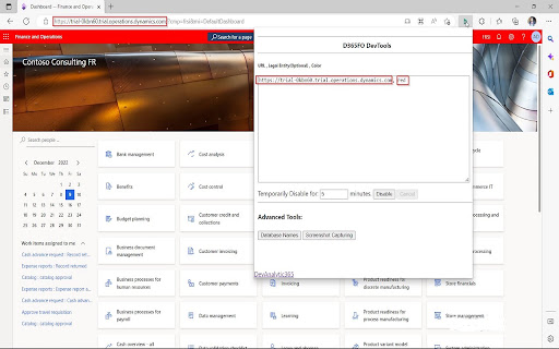 DevTools for D365F&O screenshot
