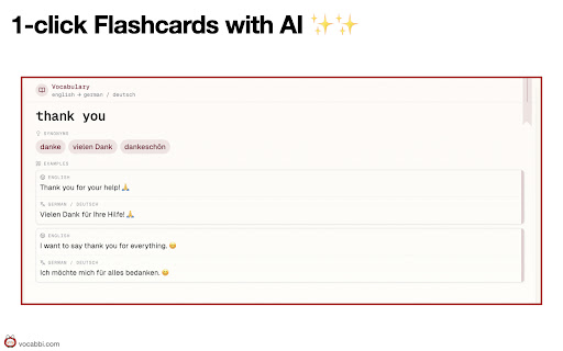 New Tab Flashcard Practice 🗣️ Language Learning 🧠 | Vocabbi screenshot