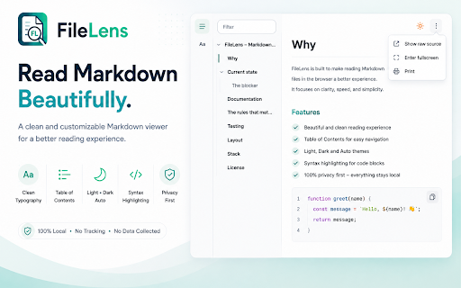 FileLens – Markdown & JSON Viewer screenshot