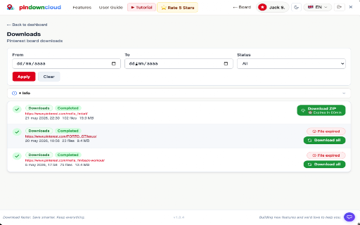 PinDownCloud – Pinterest Bulk Downloader screenshot