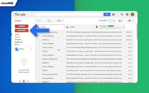 Pause Gmail by cloudHQ screenshot