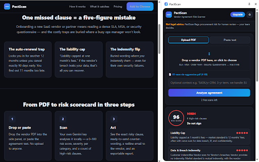 PactScan — Vendor Agreement Risk Scanner screenshot