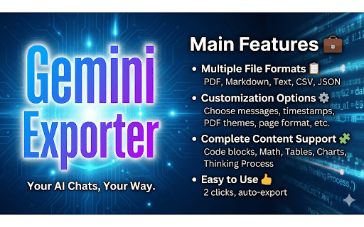Gemini Chat Exporter: PDF & MD screenshot
