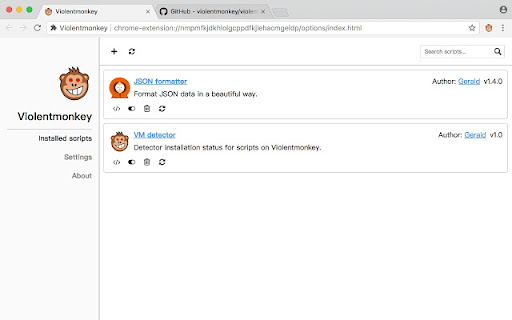 Violentmonkey screenshot