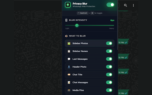 WhatsApp Privacy Blur — Hide Messages, Media & Screen Share Protection screenshot