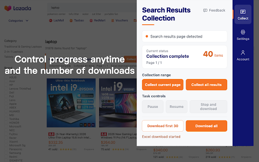 Lazada Search Results Scraper screenshot