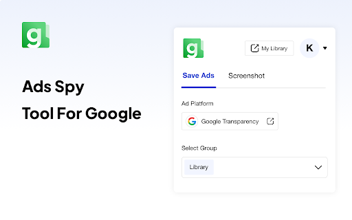 Ad Library - Google Ad Library Spy Tool & Save ads screenshot