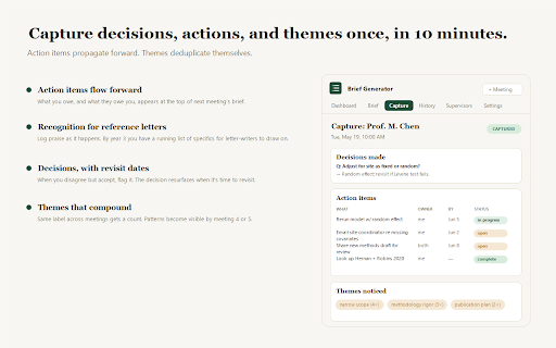 Supervisor Meeting Brief Generator screenshot