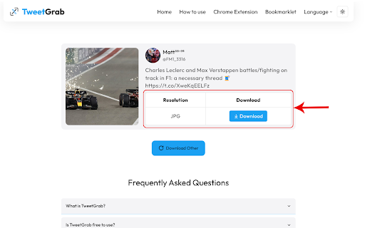 TweetGrab - Save videos from twitter screenshot