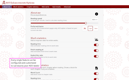 AO3 Enhancements screenshot