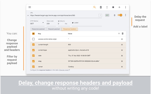 tweak: mock and modify HTTP requests screenshot