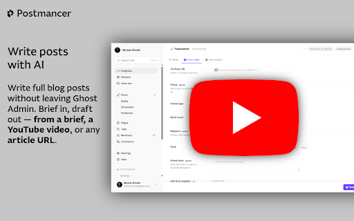 Postmancer — AI Power Tools for Ghost CMS screenshot