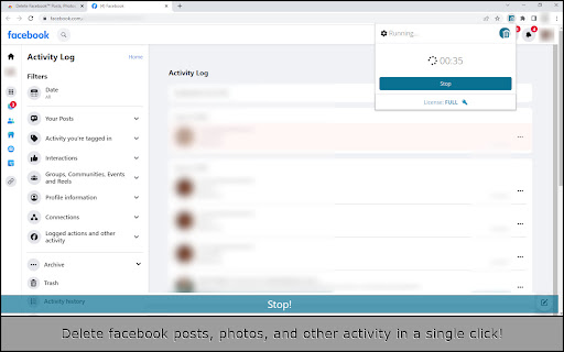 Delete Facebook™ Posts, Photos, etc. screenshot