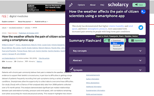Scholarcy Browser Extension screenshot