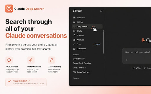 Claude Message Search: Search Across All Your Past Conversations screenshot