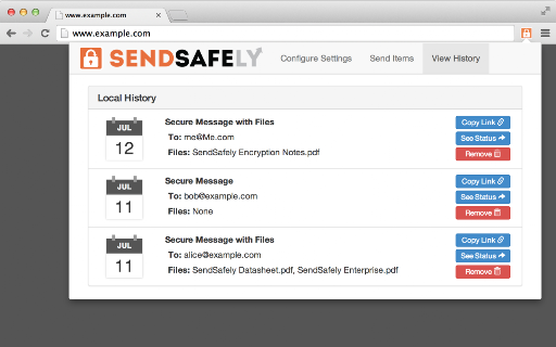 SendSafely Encryption for Chrome and Gmail screenshot