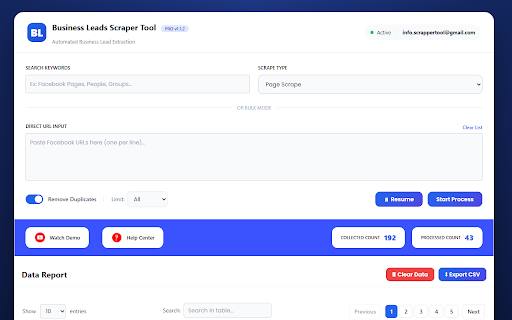 Business Leads Scraper Tool – Extract Leads from Social Search screenshot