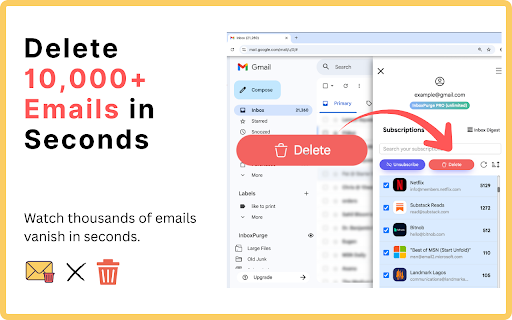 Gmail Mass Unsubscribe & Delete Emails - InboxPurge screenshot