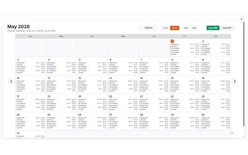 SunMoonCal.com: Sunrise, Sunset & Sandhya for Yoga Sadhana + Calendar Sync screenshot