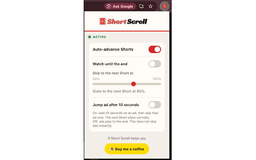 Short Scroll - YouTube Shorts Auto-Scroll screenshot