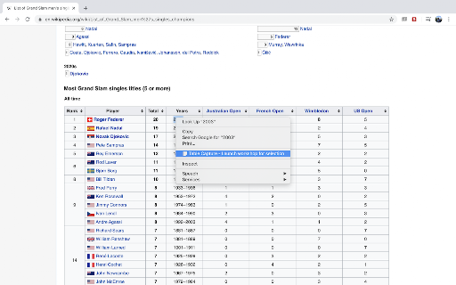 Table Capture screenshot