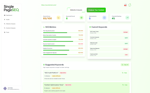 SinglePageSEO | Website & Content Analysis screenshot