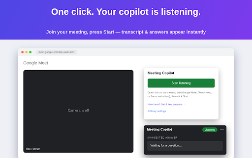 Meeting Copilot: AI Meeting Assistant — Live Transcript & Answers screenshot