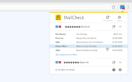 WEB.DE MailCheck screenshot