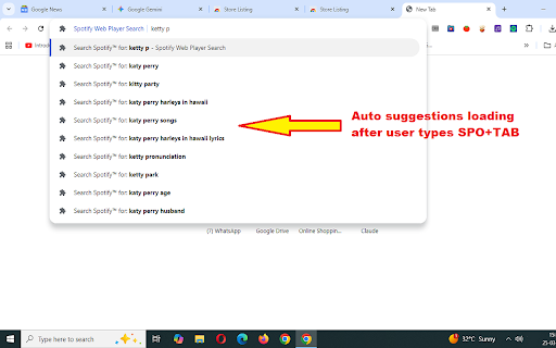 Spotify Web Player Search screenshot