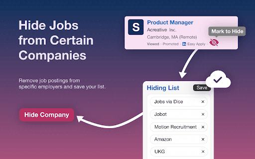 Job Search Filter — Hide Applied, Reposted Jobs, Companies, and Keywords screenshot