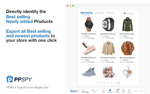 PPSPY-#1 Shopify analytics & dropship tool screenshot