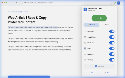Simple Allow Copy screenshot