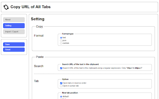 Copy URL of All Tabs screenshot