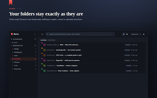 Marka — Bookmark Manager and Viewer screenshot