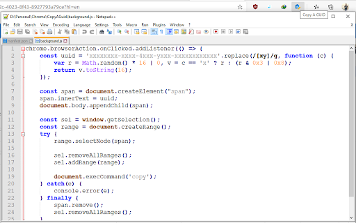 Copy A GUID screenshot