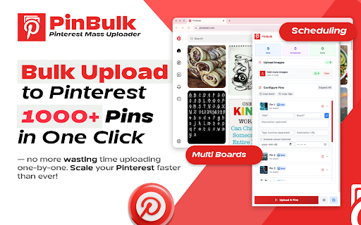 PinBulk - Pinterest Bulk Uploader, Scheduler & AI Image Generator screenshot